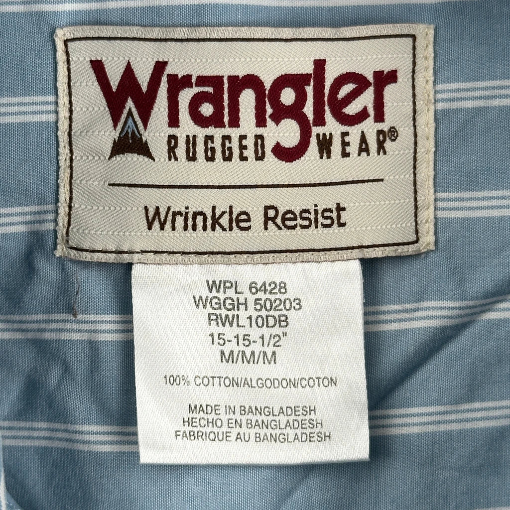 Wrangler Striped Shirt - Medium Blue Cotton - Image 3