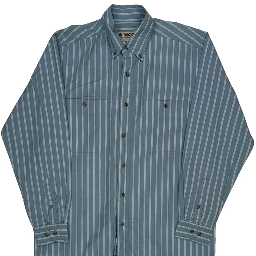 Wrangler Striped Shirt - Medium Blue Cotton - Image 4