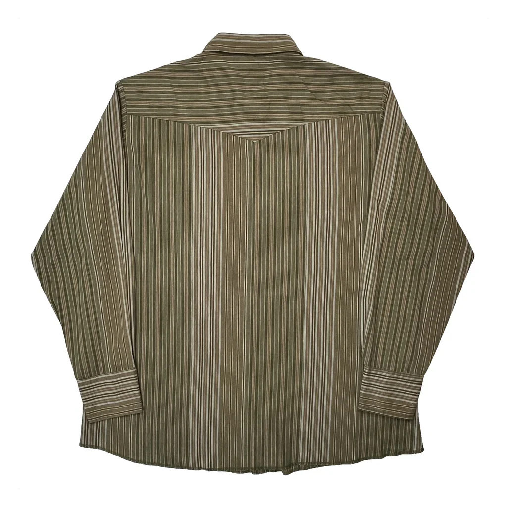 Wrangler Striped Shirt - XL Brown Cotton - Image 2