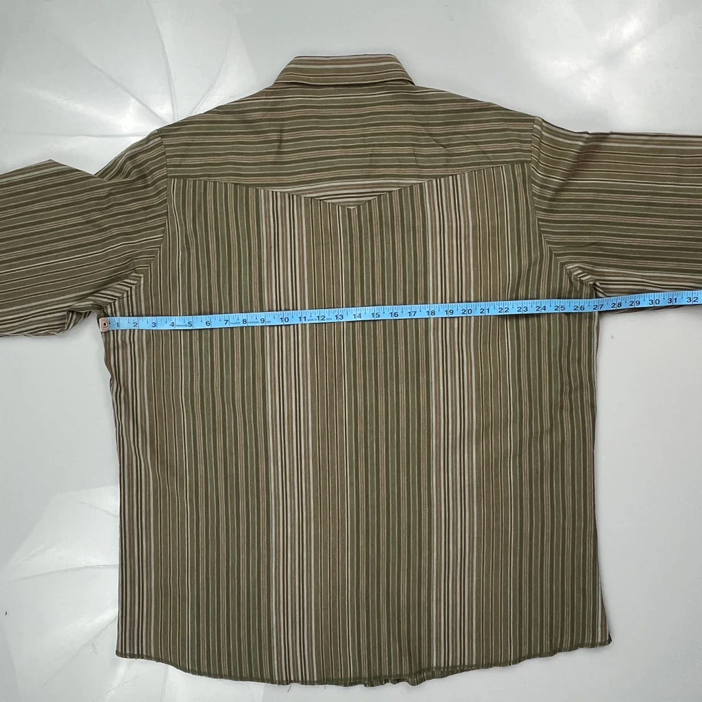 Wrangler Striped Shirt - XL Brown Cotton - Image 3