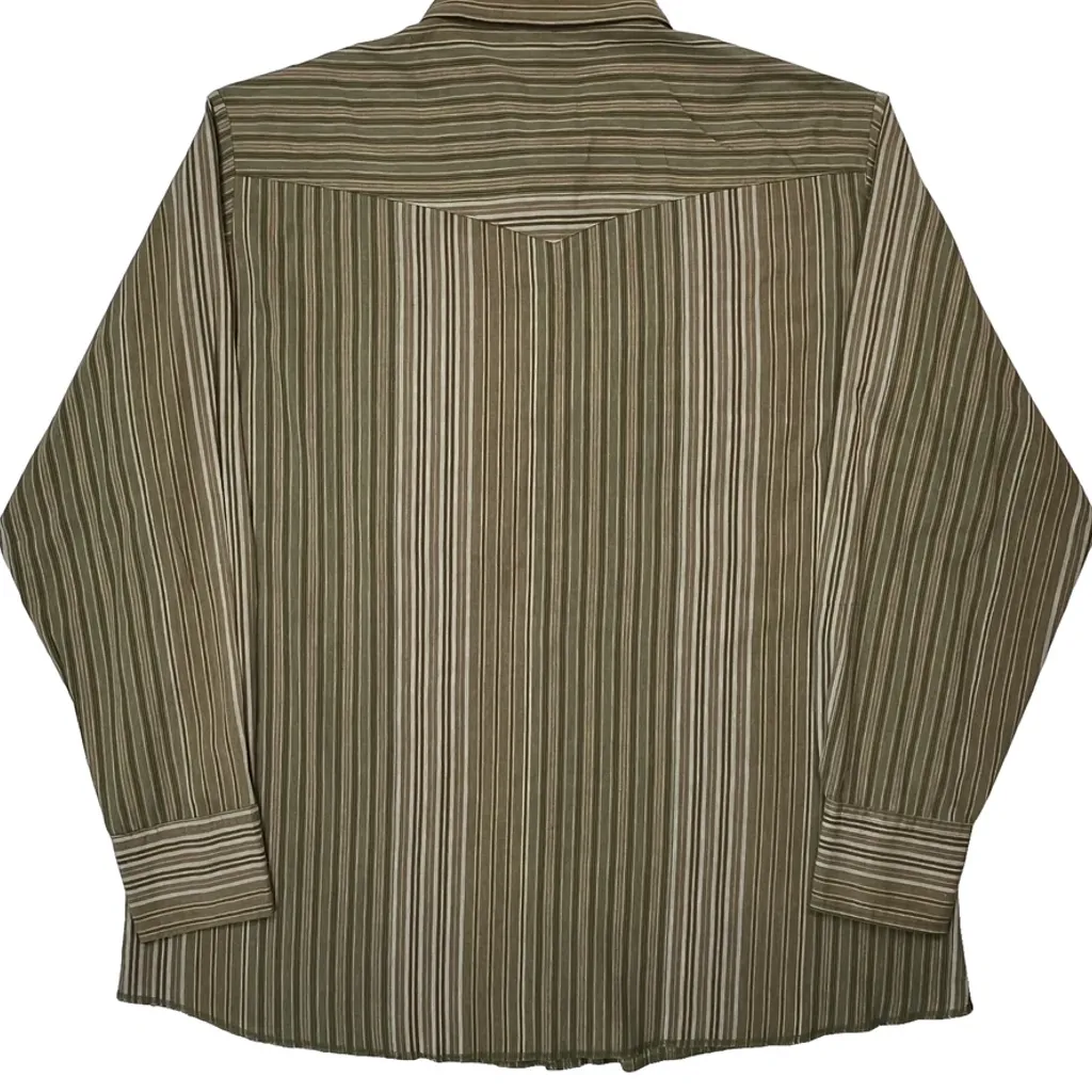 Wrangler Striped Shirt - XL Brown Cotton - Image 7
