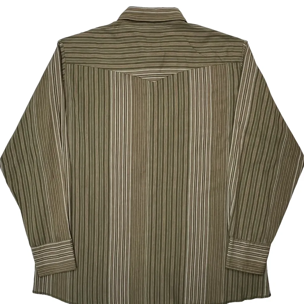 Wrangler Striped Shirt - XL Brown Cotton - Image 8