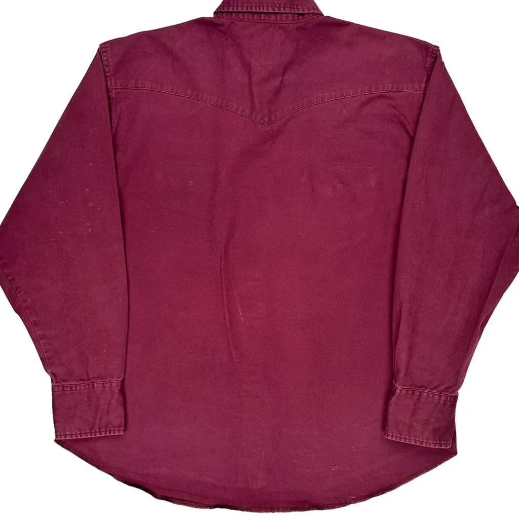 Wrangler Work Shirt - XL Burgundy Cotton - Image 6