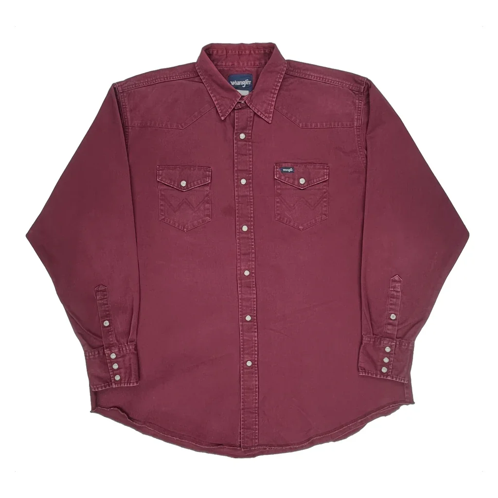 Wrangler Shirt - 2XL Burgundy Cotton