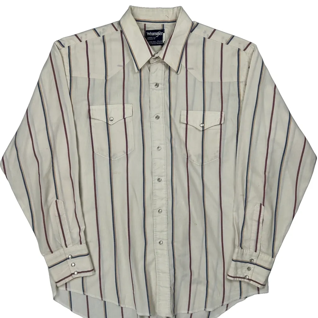 Wrangler Striped Shirt - XL Cream Cotton - Image 5