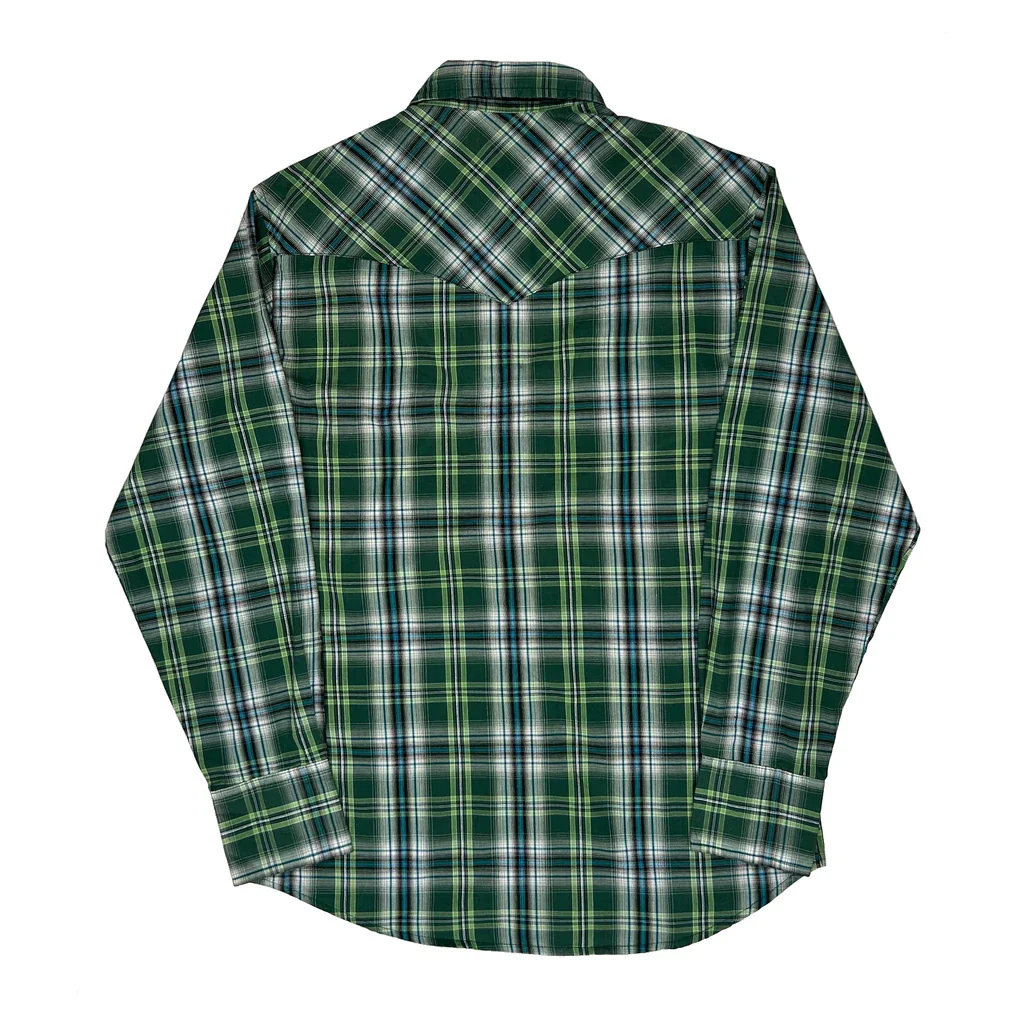 Wrangler Checked Shirt - Medium Green Cotton - Image 2