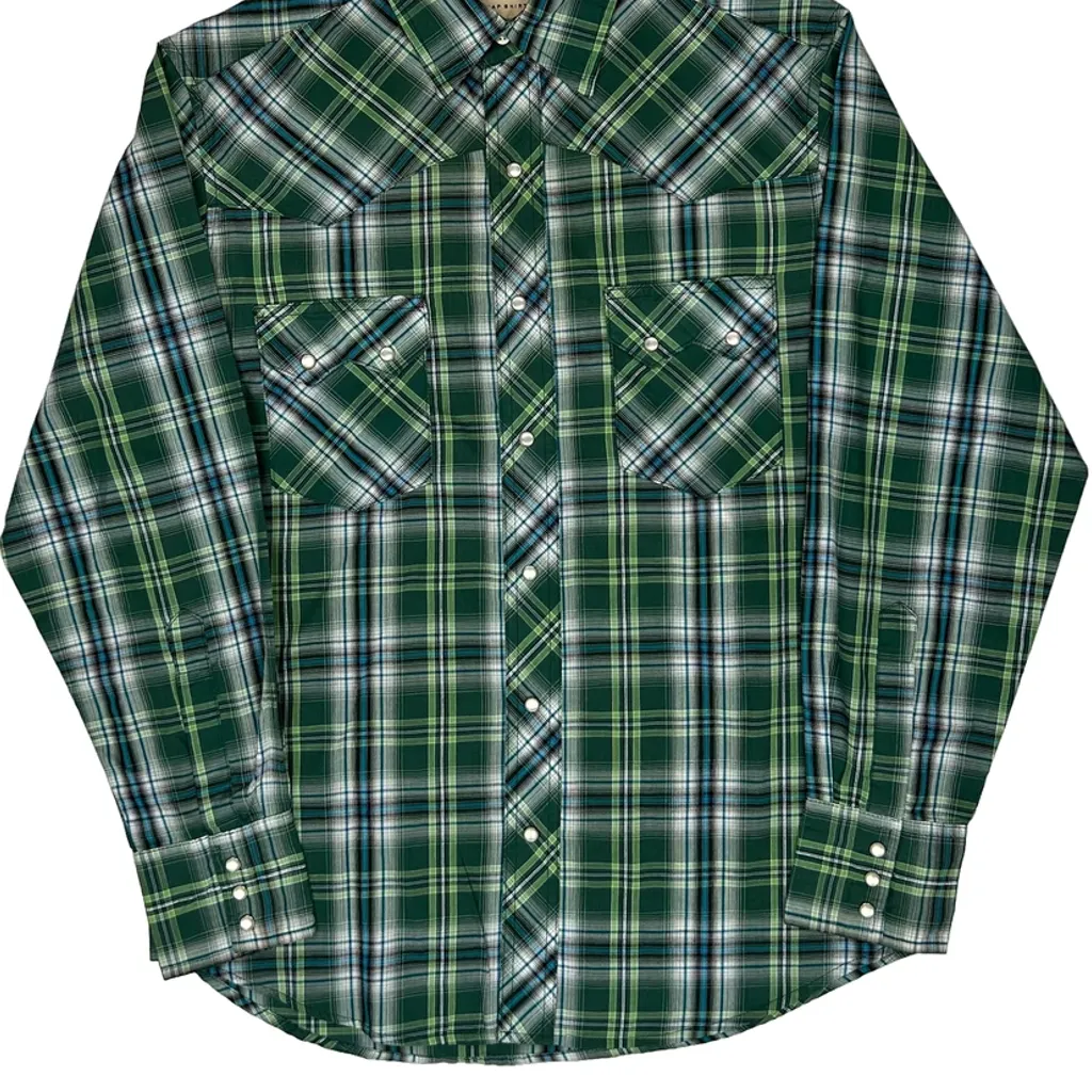 Wrangler Checked Shirt - Medium Green Cotton - Image 5