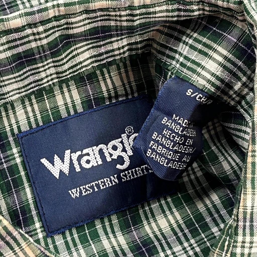 Wrangler Checked Shirt - Small Green Cotton - Image 3