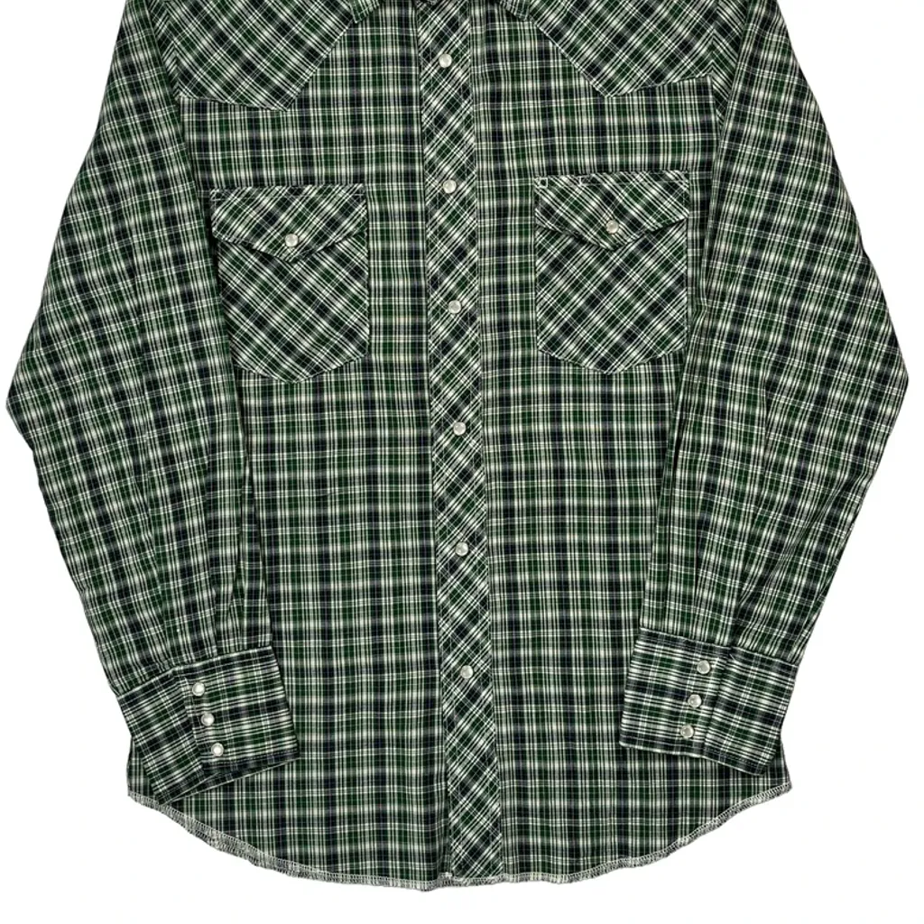 Wrangler Checked Shirt - Small Green Cotton - Image 5