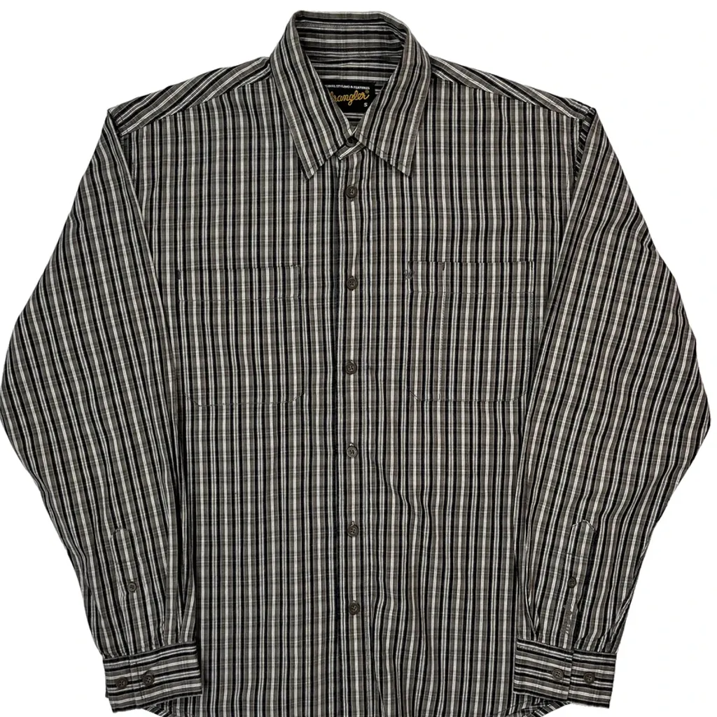 Wrangler Striped Shirt - Small Grey Cotton - Image 5