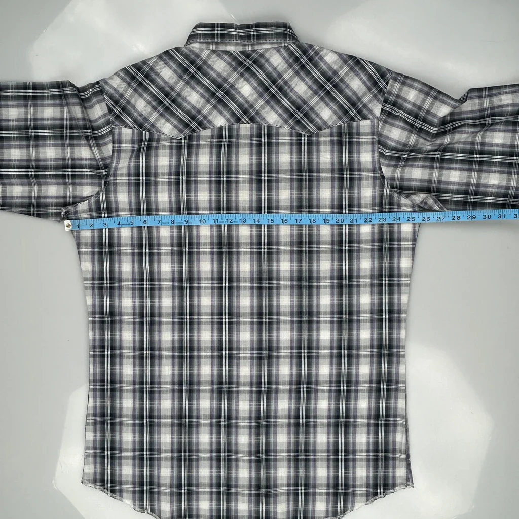 Wrangler Checked Shirt - XL Grey Cotton - Image 3