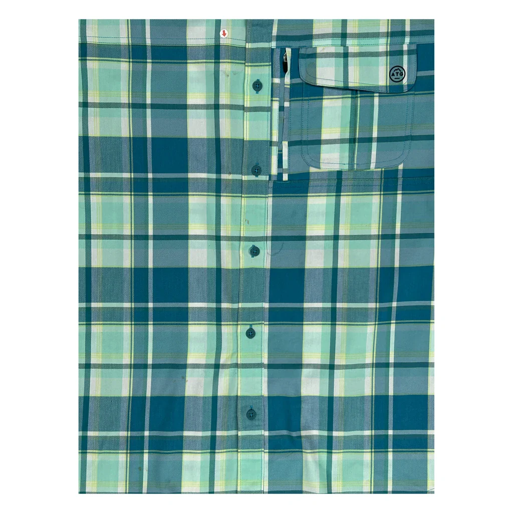 Wrangler Checked Short Sleeve Shirt - Medium Blue Polyester - Image 2
