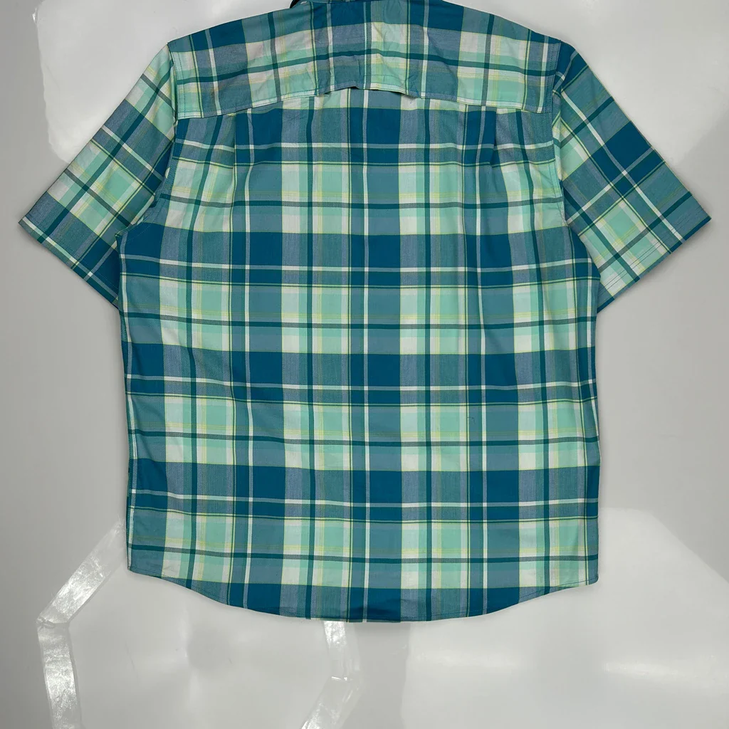 Wrangler Checked Short Sleeve Shirt - Medium Blue Polyester - Image 3