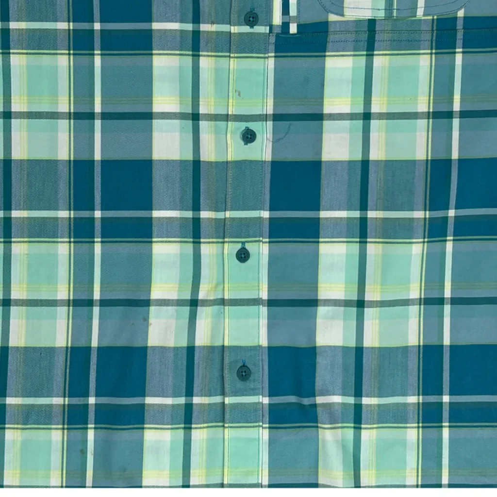 Wrangler Checked Short Sleeve Shirt - Medium Blue Polyester - Image 7