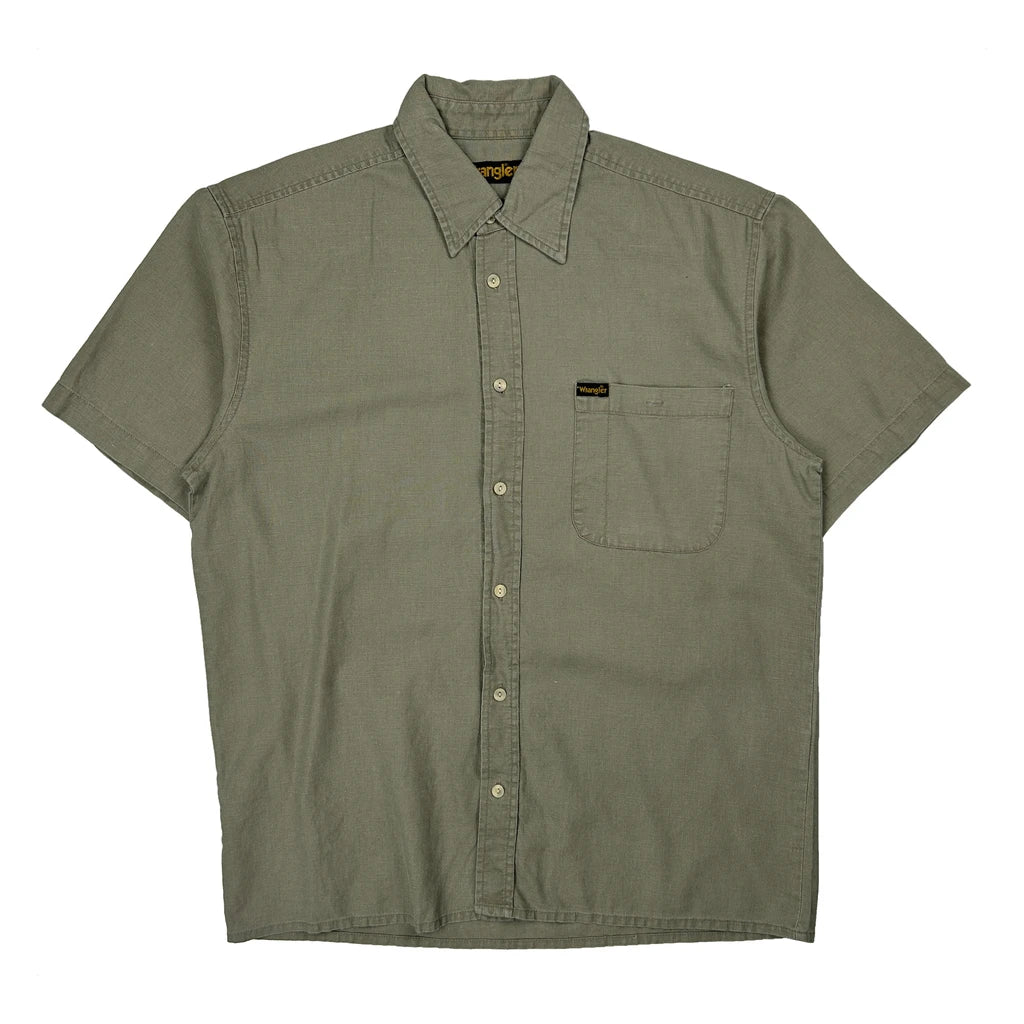 Wrangler Short Sleeve Shirt - Medium Green Cotton