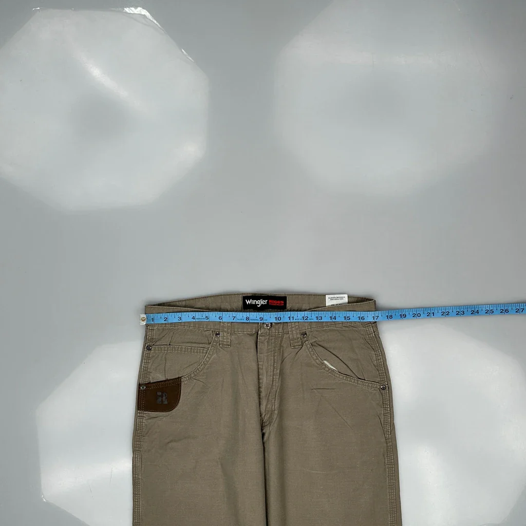 Wrangler Trousers - 36W 32L Khaki Cotton - Image 3