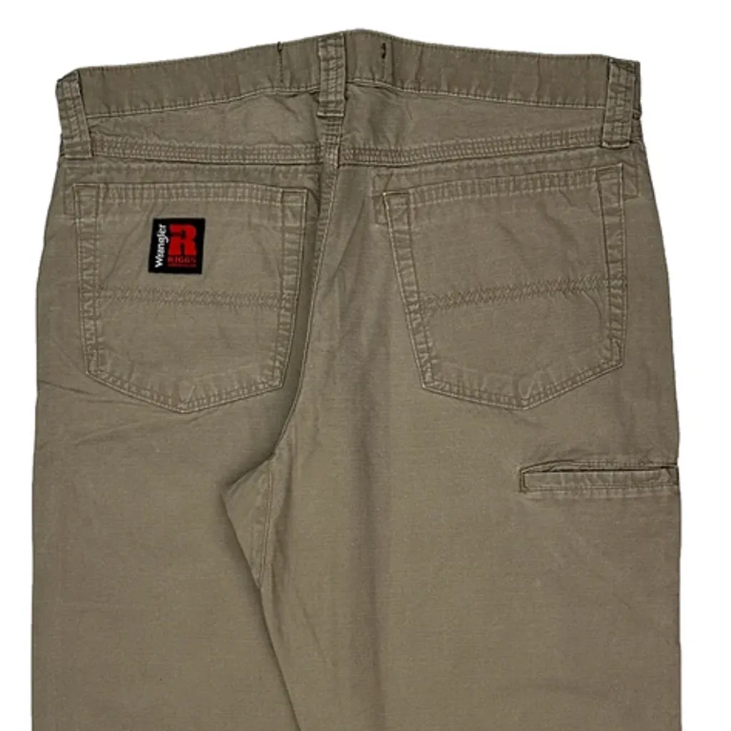 Wrangler Trousers - 36W 32L Khaki Cotton - Image 7