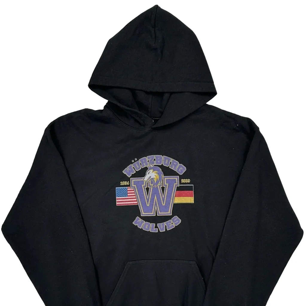 Würzburg Wolves Gildan Graphic Hoodie - Medium Black Cotton - Image 4
