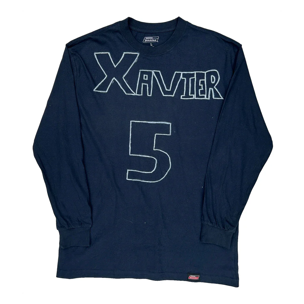 Xavier Dickies Graphic Long Sleeve T-Shirt - Large Navy Cotton