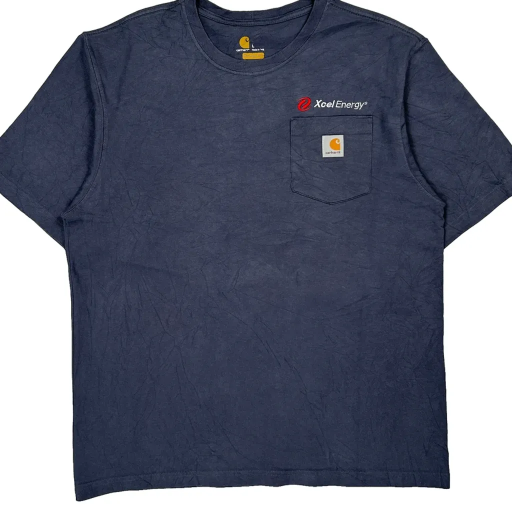 Xcel Energy Logo Carhartt T-Shirt - Large Blue Cotton - Image 5