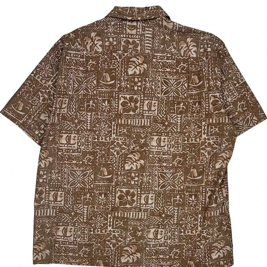 Y Not Hawaiian Shirt - XL Brown Polyester Blend - Image 7