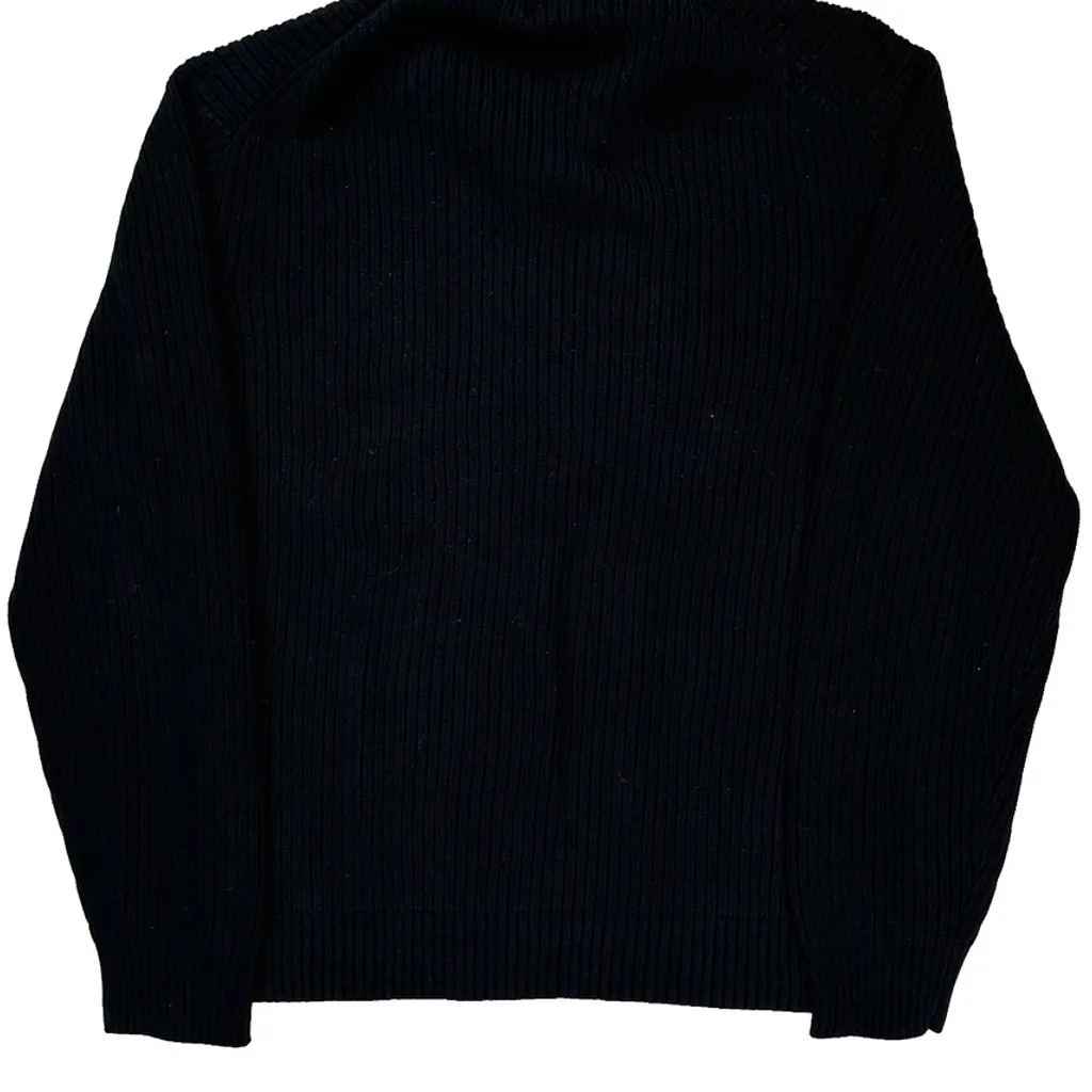 Y2K Calvin Klein Ribbed Knit 1/4 Zip - XL Black Cotton - Image 6