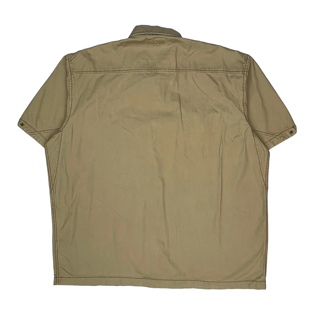 Y2K Coogi Military Style Short Sleeve Shirt - 2XL Beige Cotton - Image 2