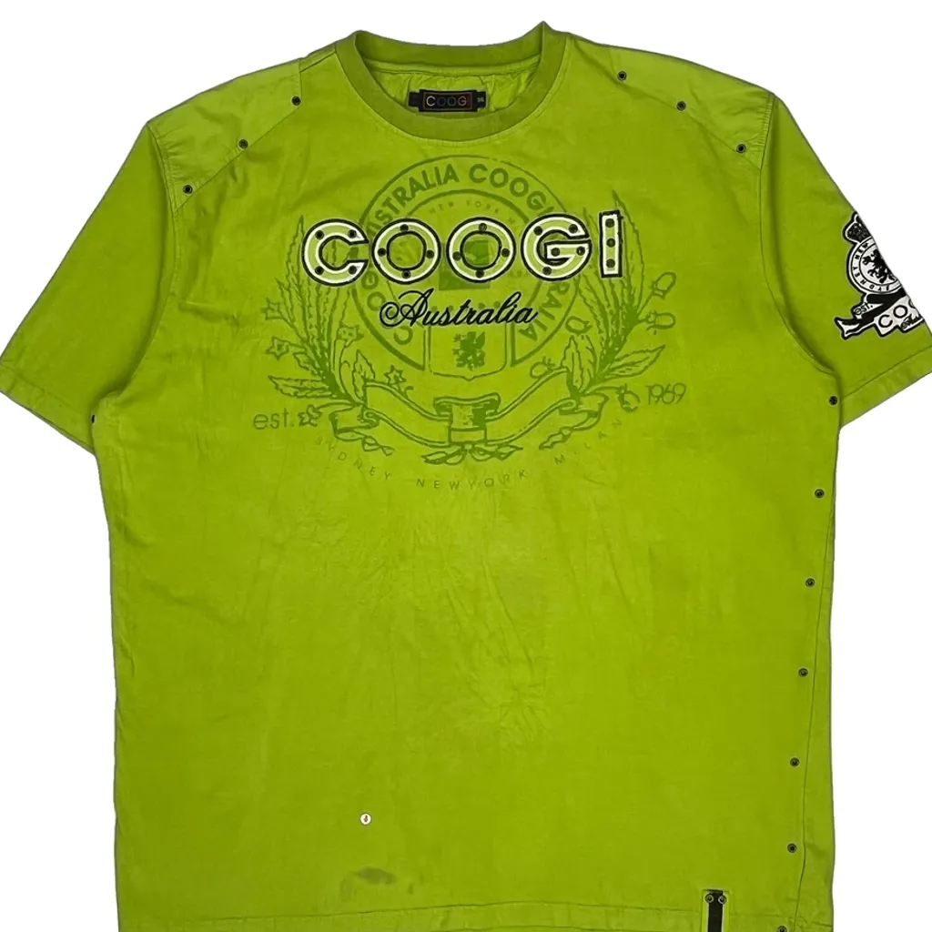 Y2K Coogi Studded Graphic T-Shirt - 3XL Green Cotton - Image 4