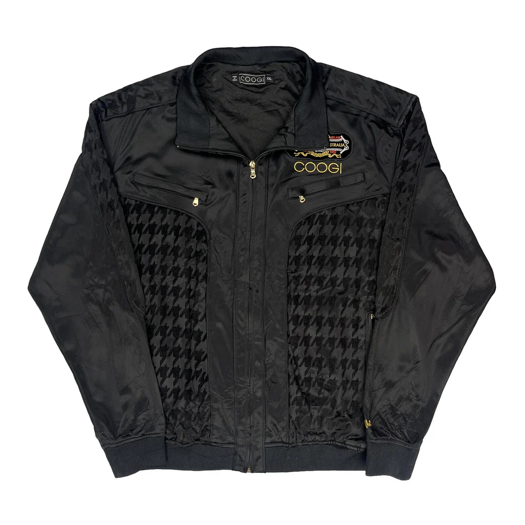 Y2K Coogi Panelled Track Jacket - 2XL Black Polyester