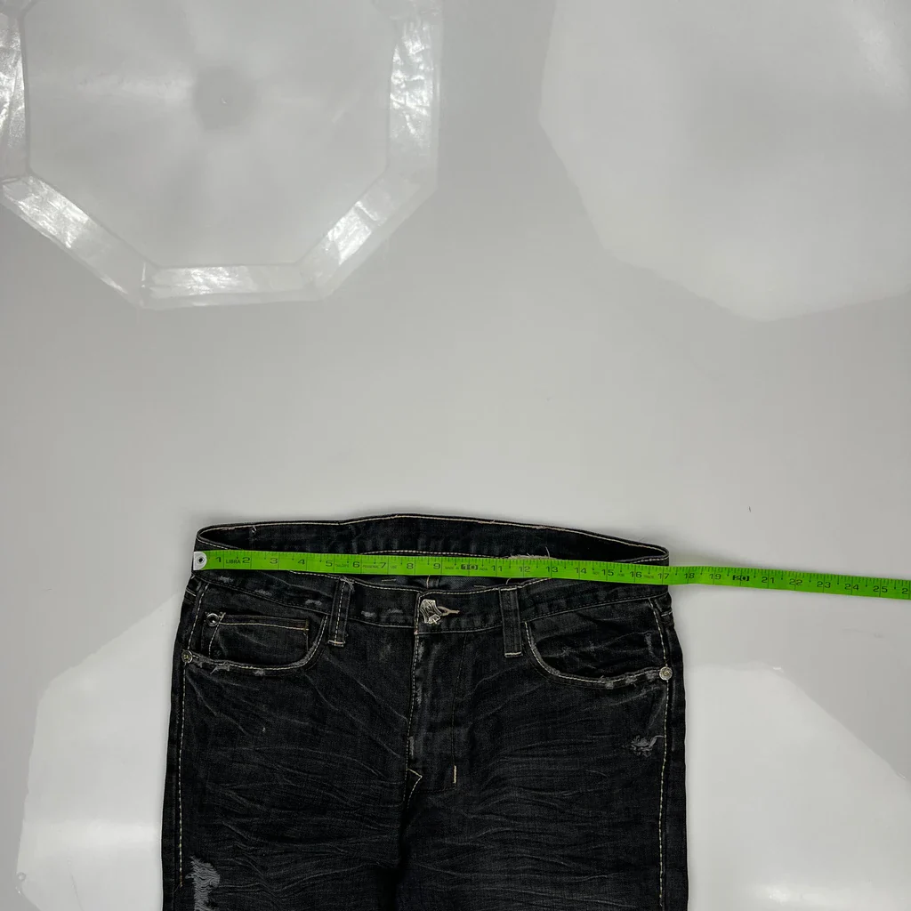 Y2K Contrast Stitch Denim Shorts - 34W 12L Dark Wash Cotton - Image 3