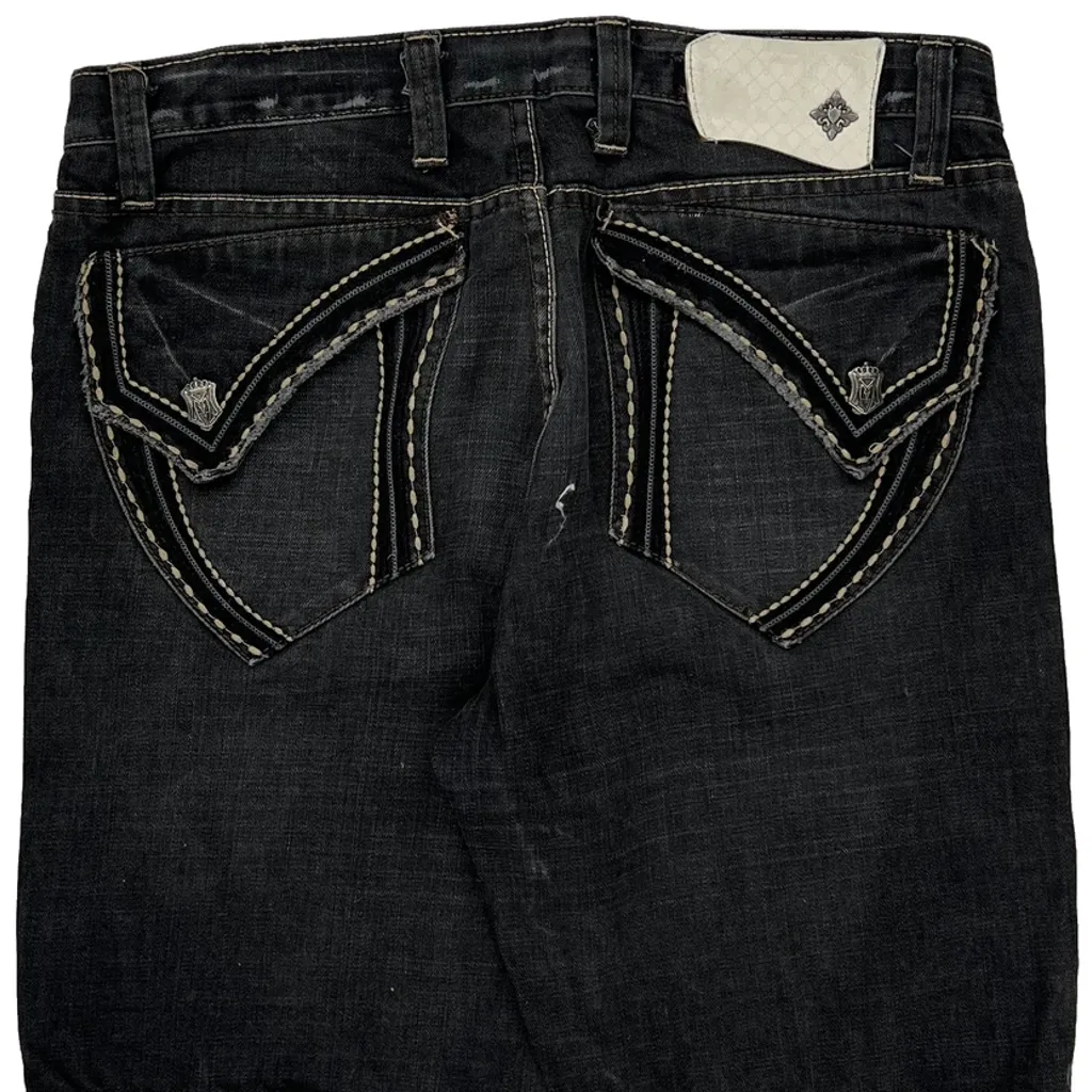 Y2K Contrast Stitch Denim Shorts - 34W 12L Dark Wash Cotton - Image 7