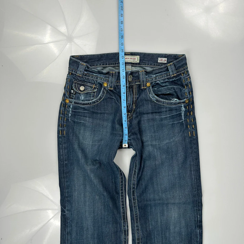 Y2K Baggy Graphic Jeans - 33W 31L Blue Denim - Image 4