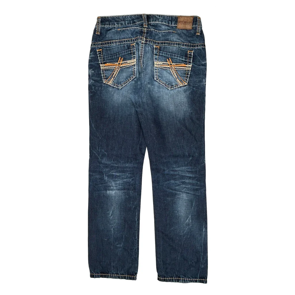 Y2K Contrast Stitch Jeans - 35W 34L Blue Denim