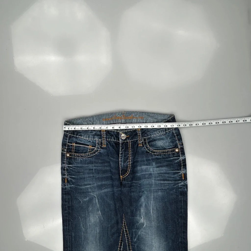Y2K Contrast Stitch Jeans - 35W 34L Blue Denim - Image 3