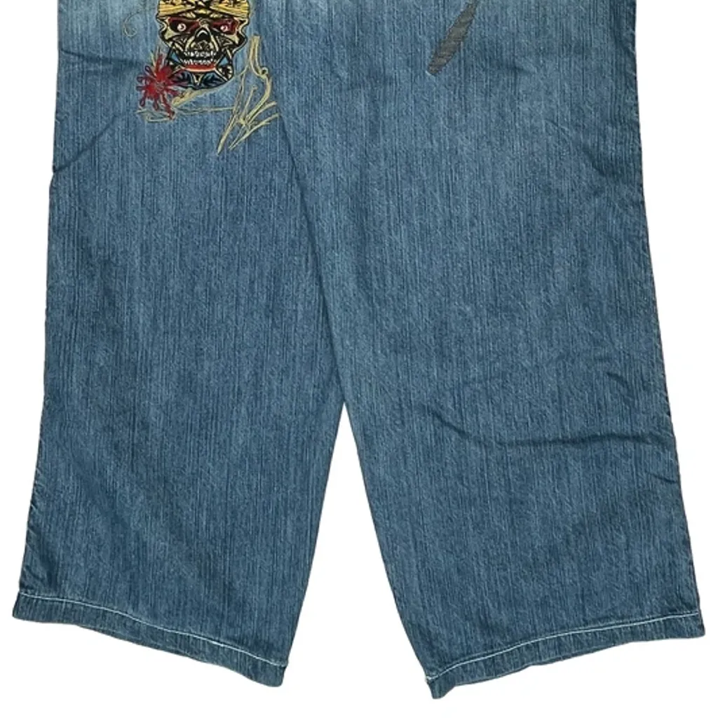 Y2K Embroidered Baggy Jeans - 36W 30L Blue Cotton - Image 10