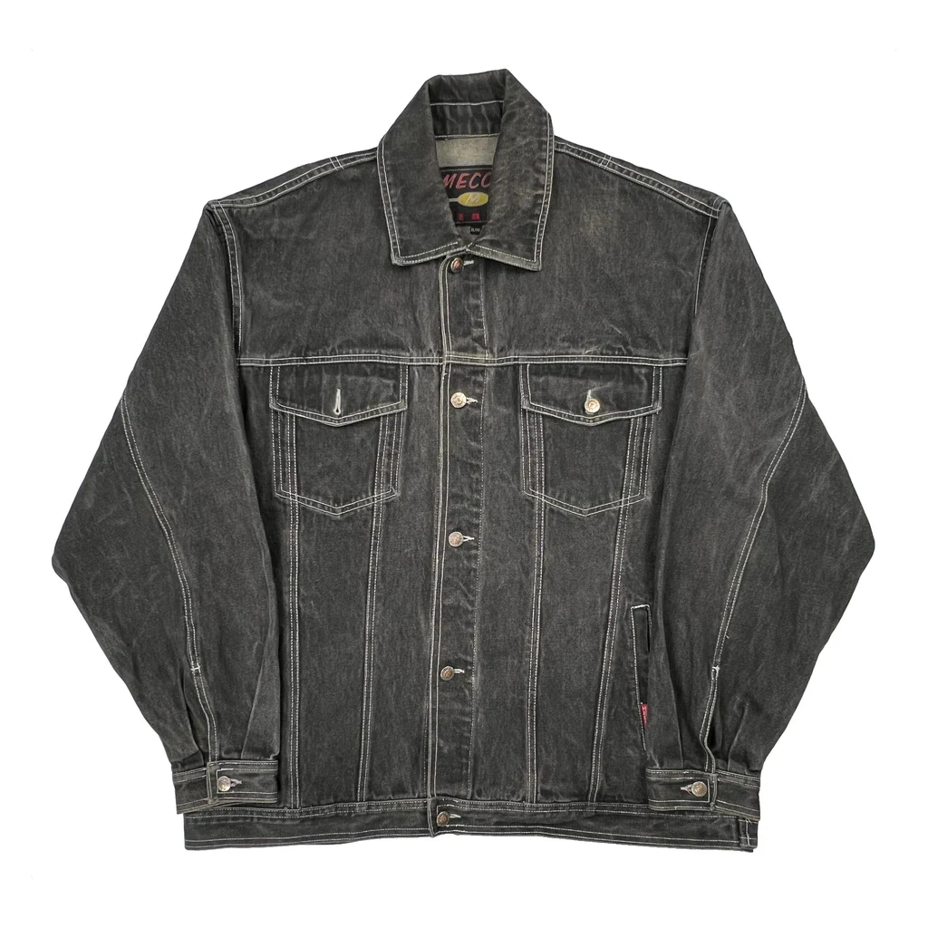 Y2K Mecca Contrast Stitch Denim Jacket - XL Gray Denim