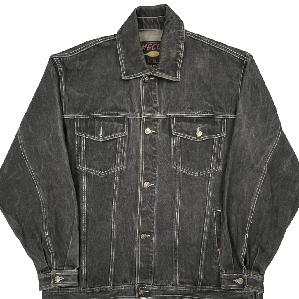 Y2K Mecca Contrast Stitch Denim Jacket - XL Gray Denim - Image 4