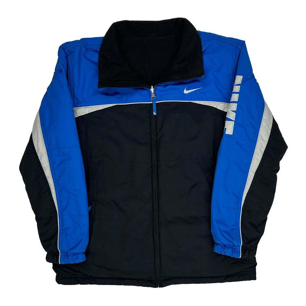 Y2K Nike Spellout Track Jacket - XL Blue Nylon
