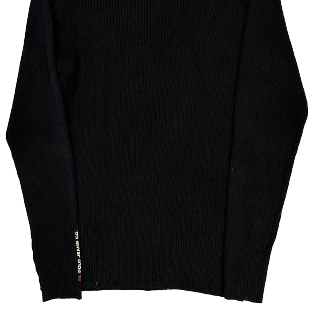 Y2K Polo Jeans Ralph Lauren Ribbed Knit Sweater - Large Black Cotton - Image 6