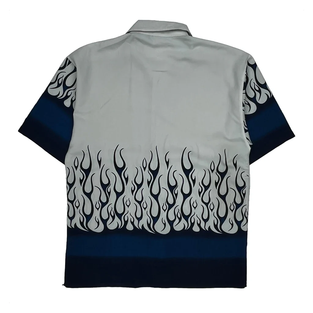 Y2K Shaolin Flame Graphic Shirt - Medium White Polyester - Image 2