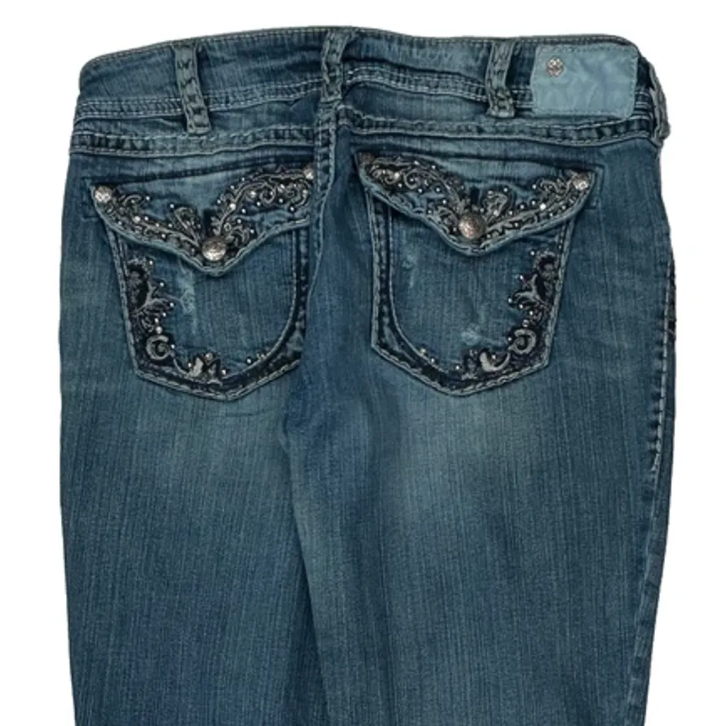 Y2K Unbranded Boot Cut Jeans - 32W UK 10 Blue Denim - Image 6
