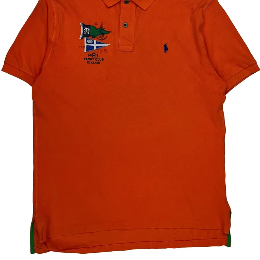 Yacht Club Polo By Ralph Lauren Graphic Polo Shirt - Large Orange Cotton - Image 5