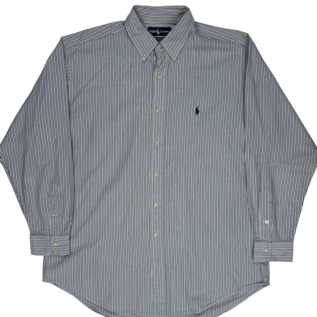 Yarmouth Ralph Lauren Striped Shirt - Large Blue Cotton - Image 4