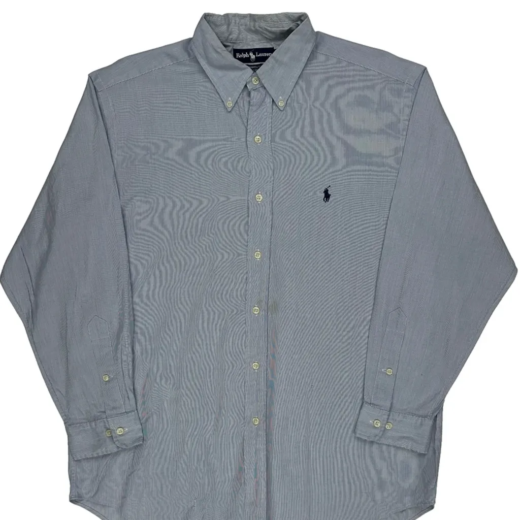 Yarmouth Ralph Lauren Striped Shirt - Large Blue Cotton - Image 4