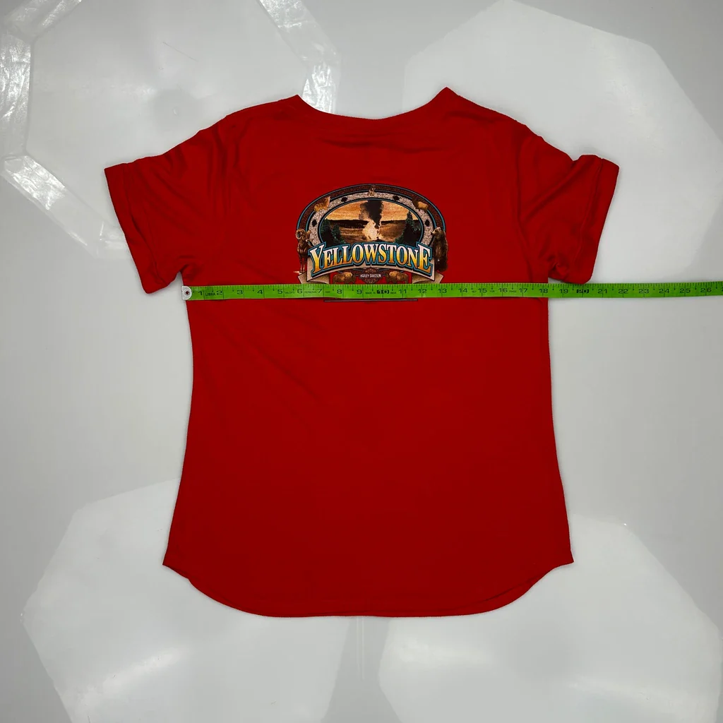 Yellowstone Harley Davidson T-Shirt - Medium Red Cotton - Image 3