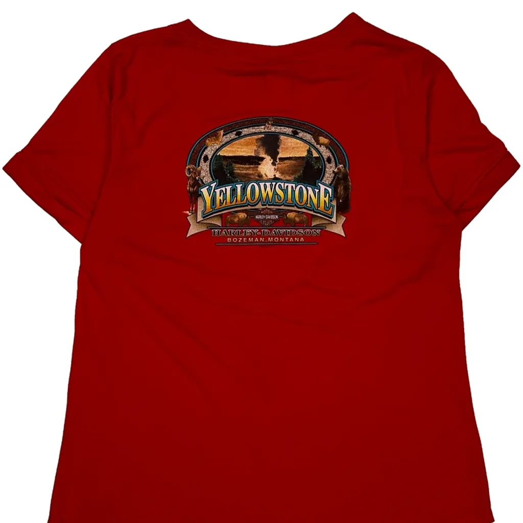 Yellowstone Harley Davidson T-Shirt - Medium Red Cotton - Image 8