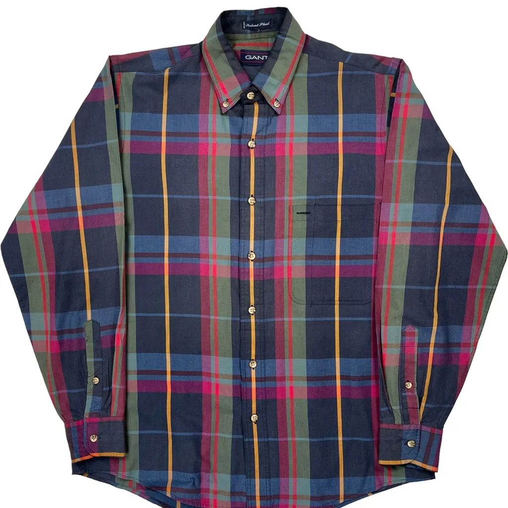 Yorkunit Plaid Gant Checked Shirt - Large Multicoloured Cotton - Image 6