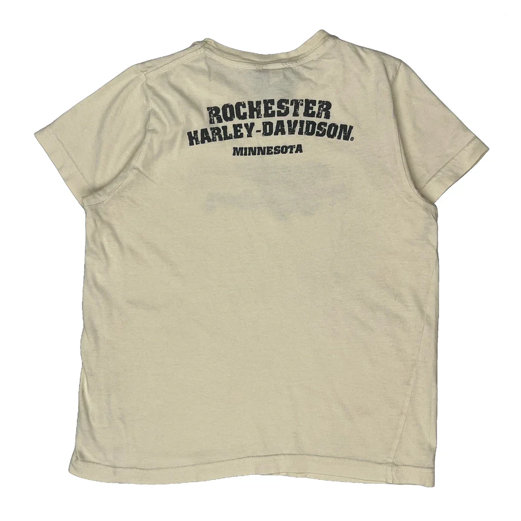 Youth Harley Davidson Rochester Harley-Davidson Minnesota T-Shirt - Medium Cream Cotton - Image 2