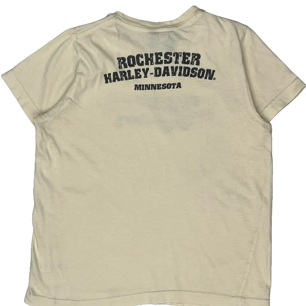 Youth Harley Davidson Rochester Harley-Davidson Minnesota T-Shirt - Medium Cream Cotton - Image 6