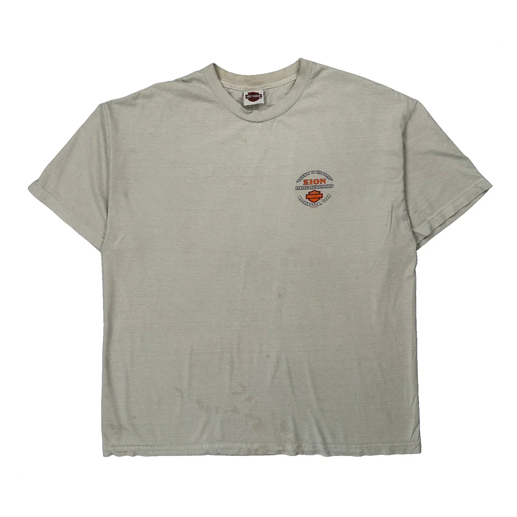 Zion Harley-Davidson Shop Harley Davidson Graphic T-Shirt - 2XL Cream Cotton